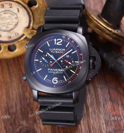 Newest 2017 Luminor Flyback Rubber Watch Panerai America's Cup